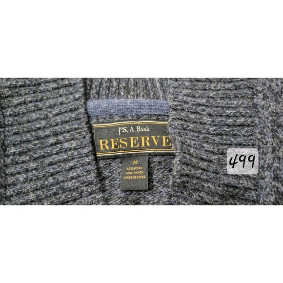 Jos a Bank Reserve Blue Shawl Sweater V Neck Wool Blend Size Medium In Men's - Picture 3 of 11